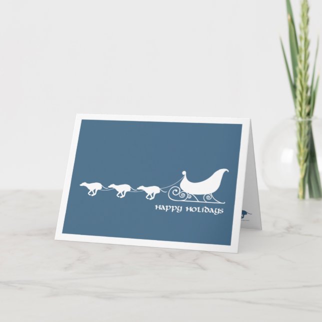 Greyhounds Pulling Santa's Sleigh Feiertagskarte (Vorderseite)