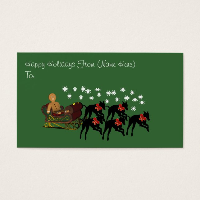 Greyhounds Sleigh Christmas Holiday Gift Card Tag (Vorderseite)