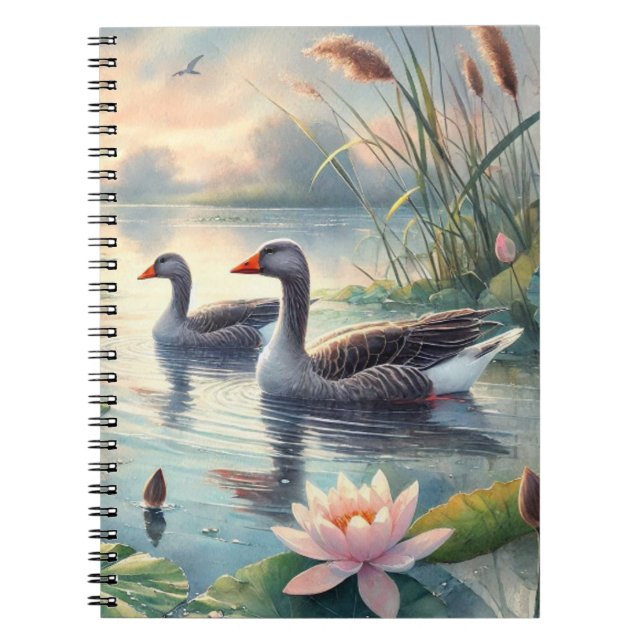 Greylag Geese on the Water - Spiral Notebook Notizblock (Vorderseite)
