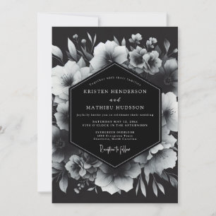Greyscale Nocturne Bloom Hochzeit Einladung