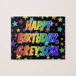 "GREYSON" Vorname, Spaß "GLÜCKLICHER BIRTHTAG" Puzzle