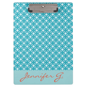 Grid and Stars Gingham Muster 2 Klemmbrett