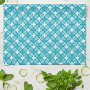 Grid and Stars Gingham Pattern Geschirrtuch