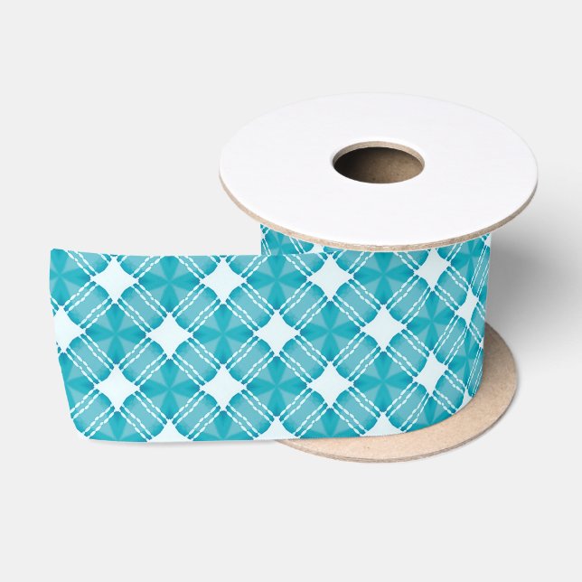 Grid and Stars Gingham Pattern Satinband (Spule)