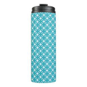 Grid and Stars Gingham Pattern Thermosbecher