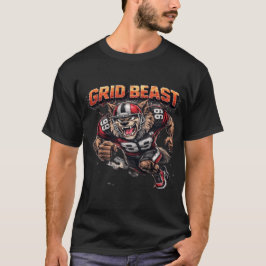Grid Beast American Football Player Graphic T-Shirt