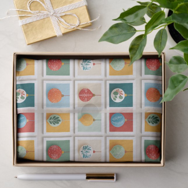 Grid of Bright Christmas Tree Icons Seidenpapier (Geschenk)