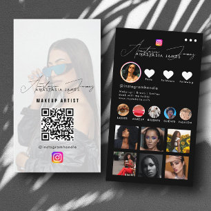 Grid-QR-Code des Influencer-Fotos in Schwarz Gefüt Visitenkarte
