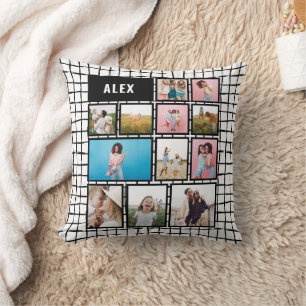 Grid Schwarz-weiß 12 Foto modern minimal Kissen