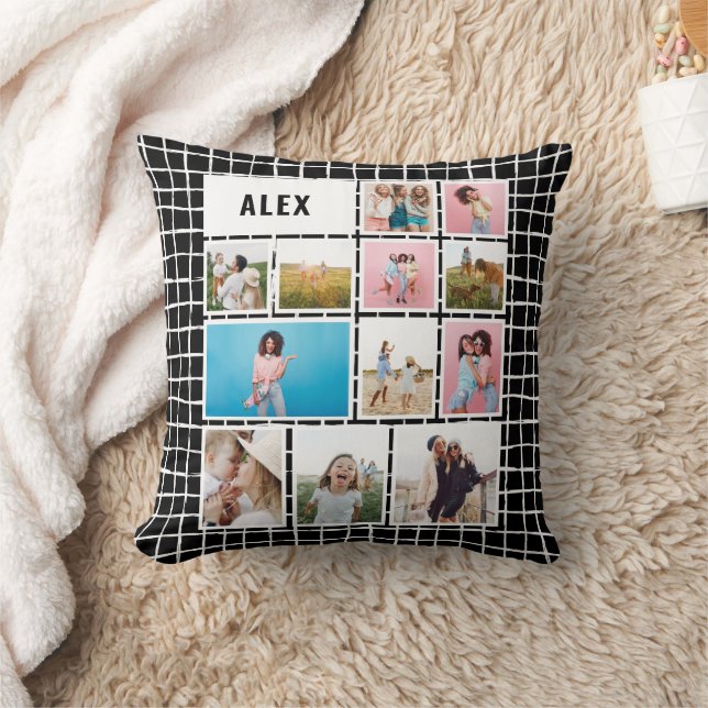 Grid Schwarz-weiß 12 Foto modern minimalistisch ab Kissen (Decke)