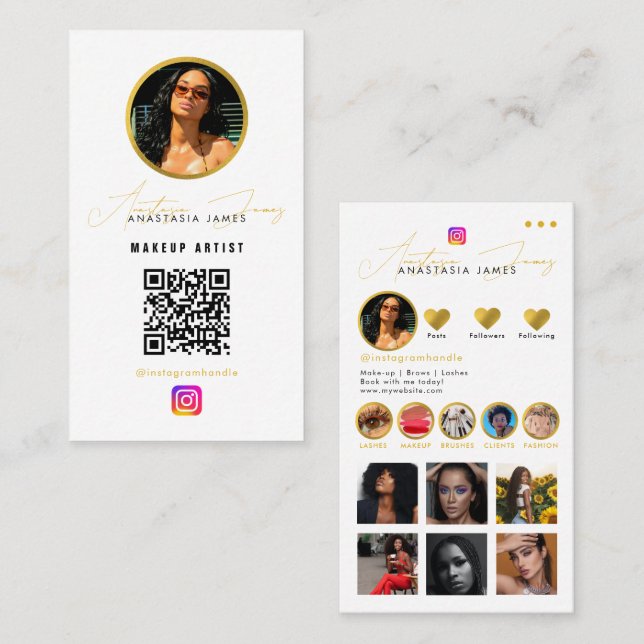 Grid Social Media QR-Code des Influencer-Fotos Gef Visitenkarte (Vorne/Hinten)