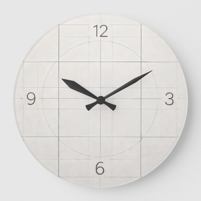 Grid Time — Minimal Architectural Große Wanduhr (Vorderseite)
