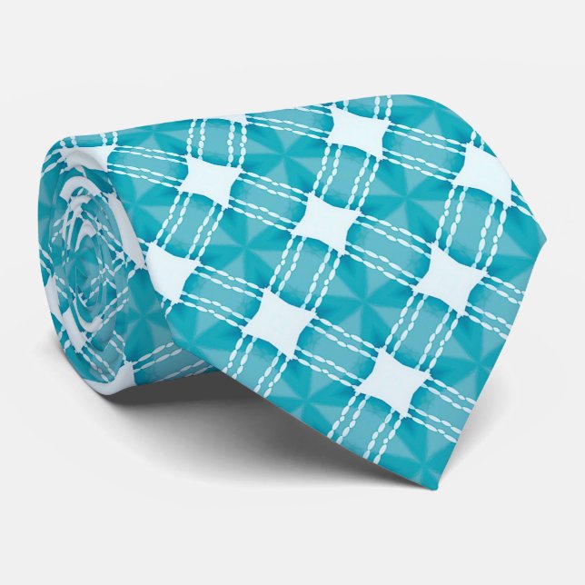Grid und Stars Gingham Blue Krawatte (Gerollt)