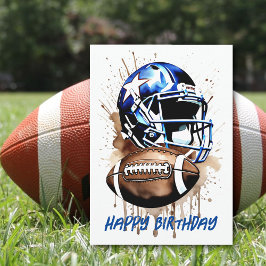 Gridiron Football Watercolor Splash Geburtstagkart Karte