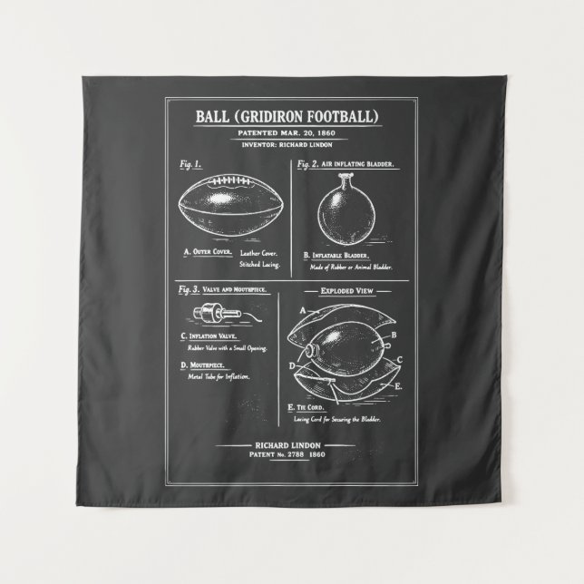 Gridiron-Fußball-Blueprint Wandteppich (Vorderseite)