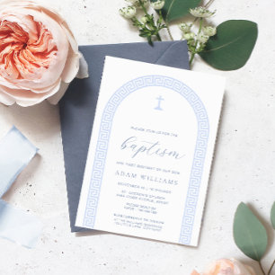 Grieche Arch White Blue Taufe Einladung