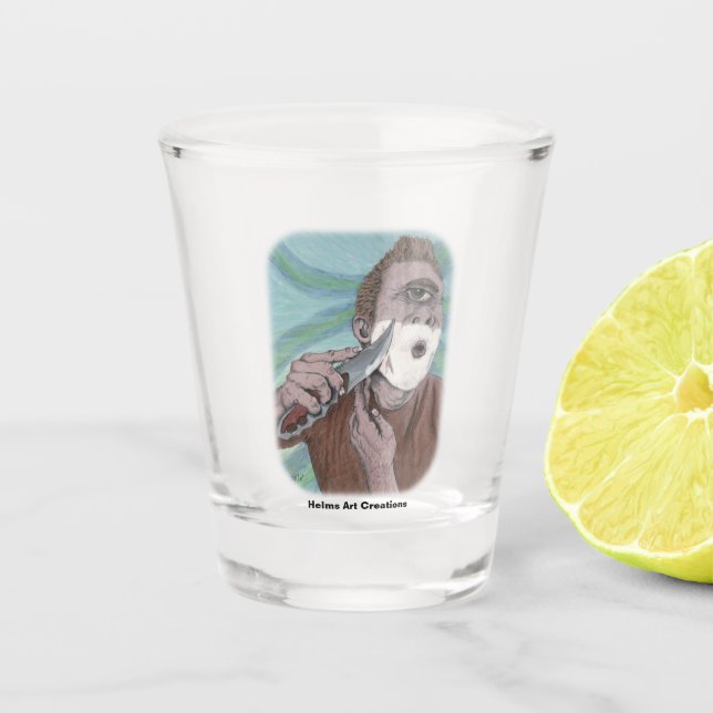 Grieche Cyclops Knife Shave Fantasy Shot Glass Schnapsglas (Vorderseite)