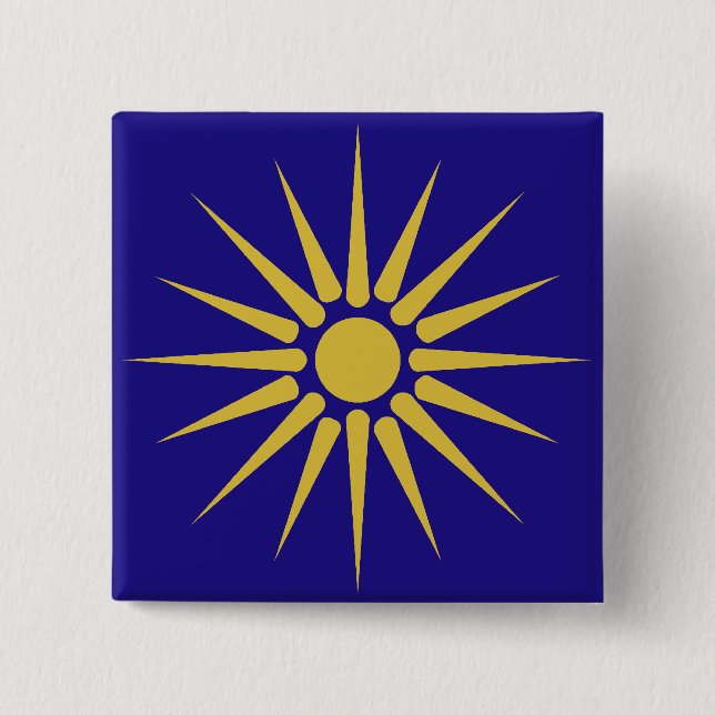 Grieche Mazedonien, Griechenland-Flagge Button (Vorderseite)