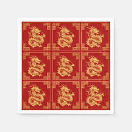 Grieche Rahmen Gold Dragon Muster Rot Serviette