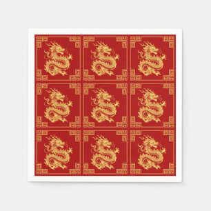 Grieche Rahmen Gold Dragon Muster Rot Serviette