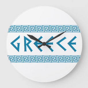 Griechen-Landschaft-Text-Namen-Symbol griechischen Große Wanduhr