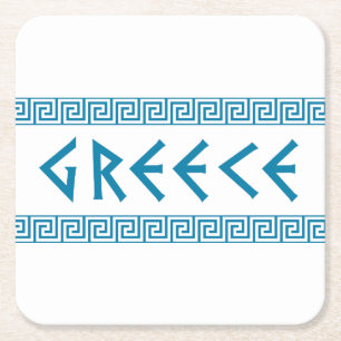 Griechen-Landschaft-Text-Namen-Symbol griechischen Rechteckiger Pappuntersetzer