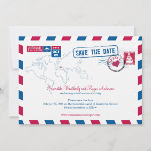 Griechenland Air Mail Wedding rettet das Datum Save The Date