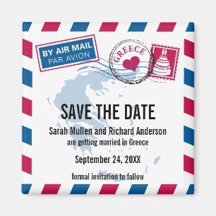 Griechenland Air Mail Wedding Save the Date Magnet