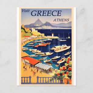 Griechenland Athens Harbour Vintage Travel Postcar Postkarte