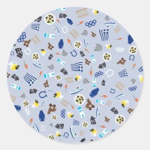 Griechenland: berühmte Gegenstände des Landes Runder Aufkleber