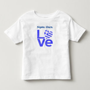 Griechenland Blau LOVE Herz Flagge Personalisiert  Kleinkind T-shirt