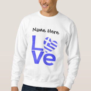 Griechenland Blau LOVE Herz Flagge Personalisiert Sweatshirt