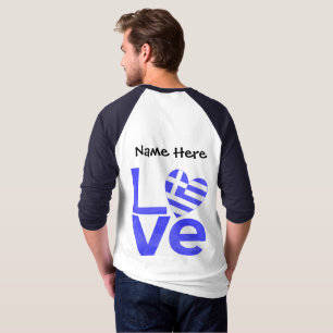 Griechenland Blau LOVE Herz Flagge Personalisiert  T-Shirt