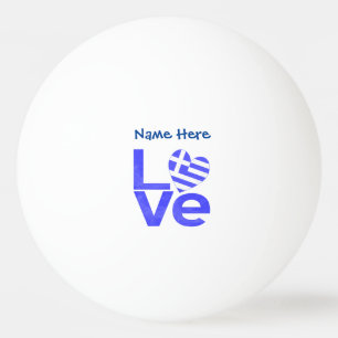Griechenland Blau LOVE Herz Flagge Personalisiert  Tischtennisball