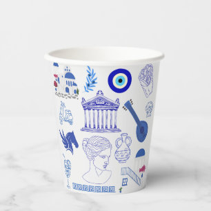 Griechenland Blau und Weiß Pappbecher