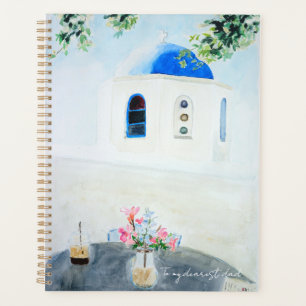 Griechenland - Blaue Kirchenfarbe und Aquarell Planer