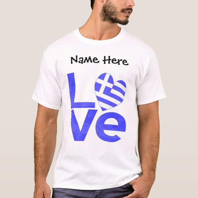 Griechenland - Blaue LIEBE Herzenflagge Personalis T-Shirt (Vorderseite)