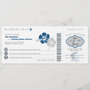 Griechenland Boarding Pass Hochzeit Einladung