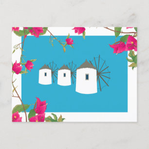 Griechenland Bougainvillea Griechische Insel Windm Feiertagspostkarte