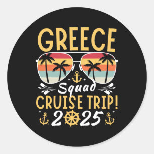 Griechenland Cruise Family 2025 Squad Vacation Mat Runder Aufkleber