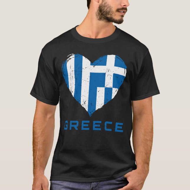 Griechenland Flag Herz bekümmert Männer Schwarz T-Shirt (Vorderseite)
