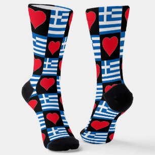 Griechenland Flag Herz-Pattern Spaß griechischer S Socken