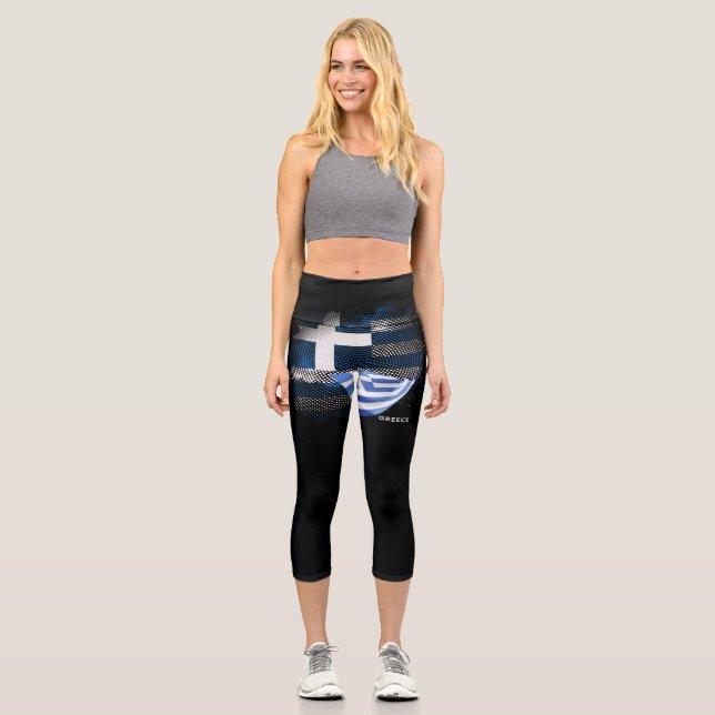 Griechenland-Flagge Capri Leggings (Vorderseite)