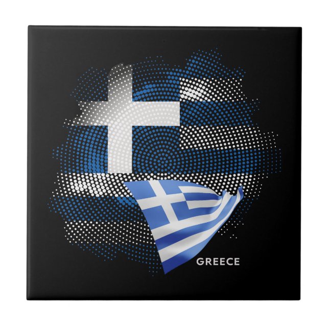 Griechenland-Flagge Fliese (Vorderseite)
