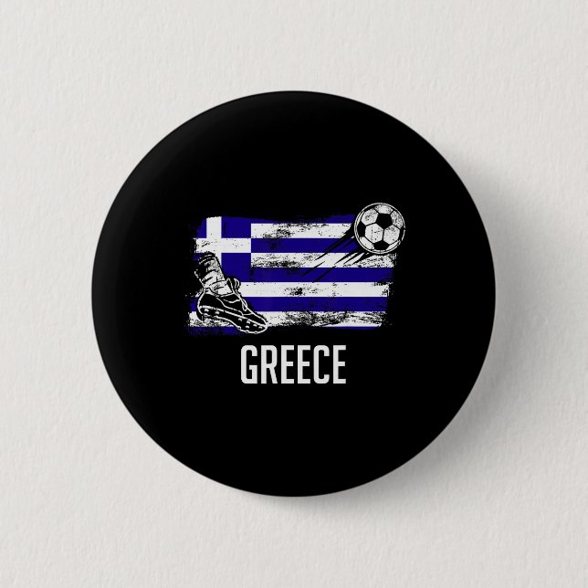 Griechenland Flagge Jersey Griechisches Fußballtea Button (Vorderseite)