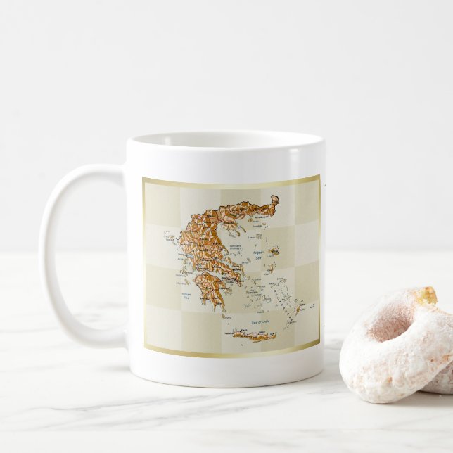 Griechenland-Flagge + Karten-Tasse Kaffeetasse (Mit Donut)