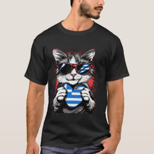 Griechenland-Flagge Katze Hellenen Griechischer St T-Shirt