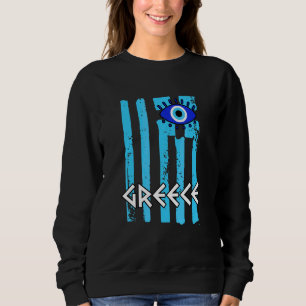 Griechenland-Flagge mit dem geistlichen Auge des N Sweatshirt