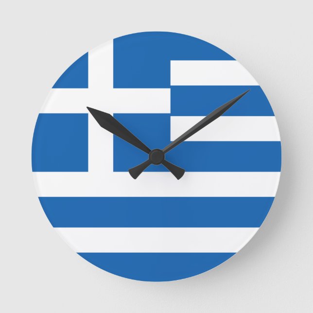 Griechenland-Flagge Runde Wanduhr (Vorderseite)