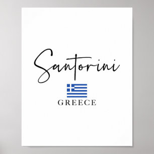 Griechenland Flagge Urlaub - Insel Santorini Poster